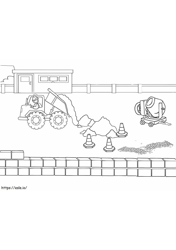 Construction Truck Pouring Earth On The Road coloring page