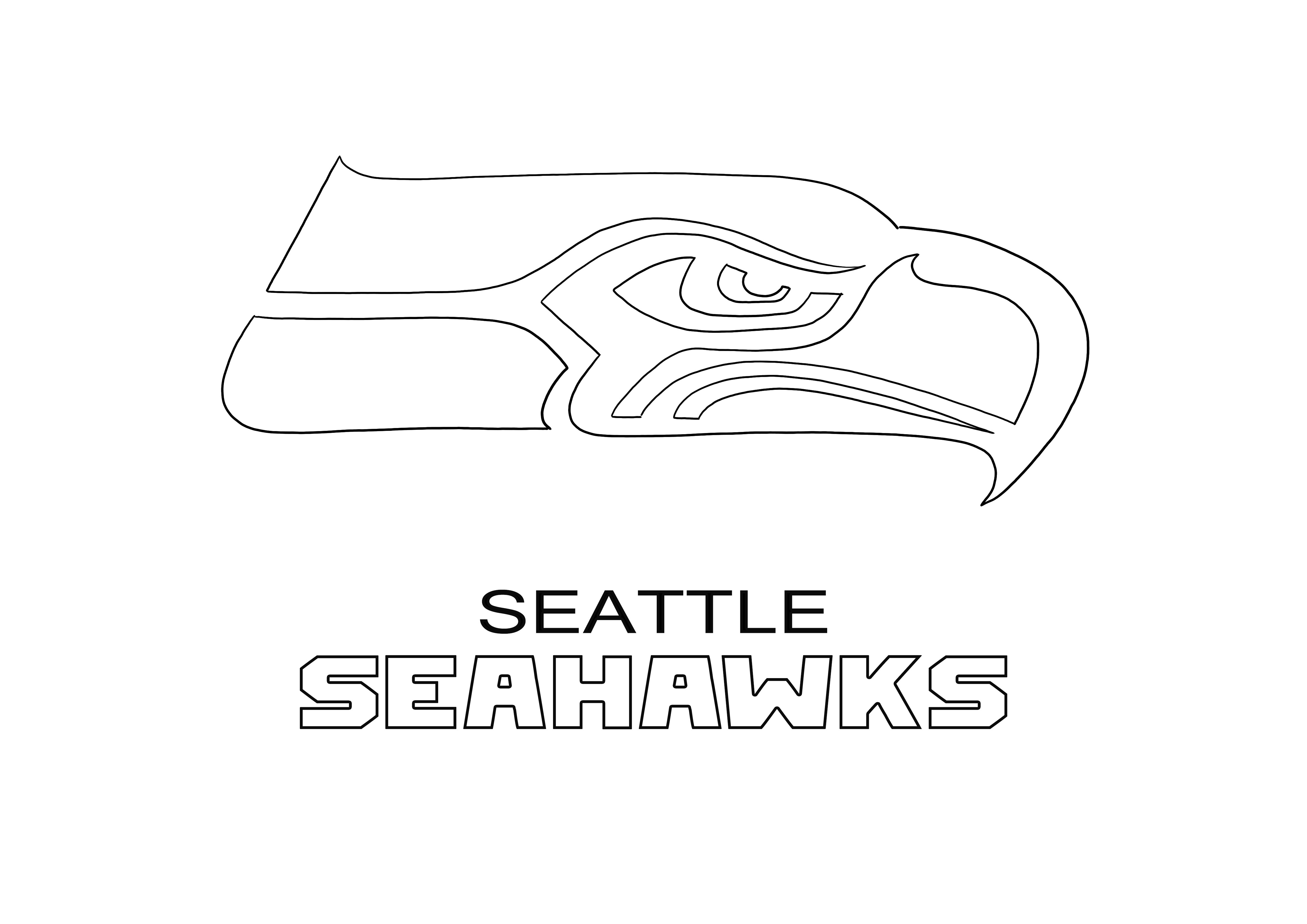 Her yaştan çocuklar için Seattle Seahawks Logosu ücretsiz baskı ve kolay boyama