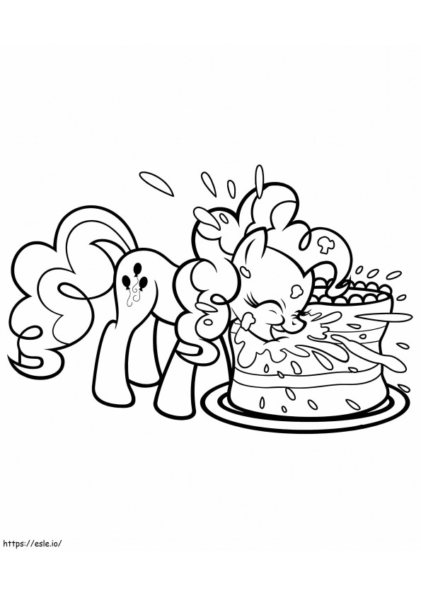 Pinkie piirakka kakun kanssa värityskuva