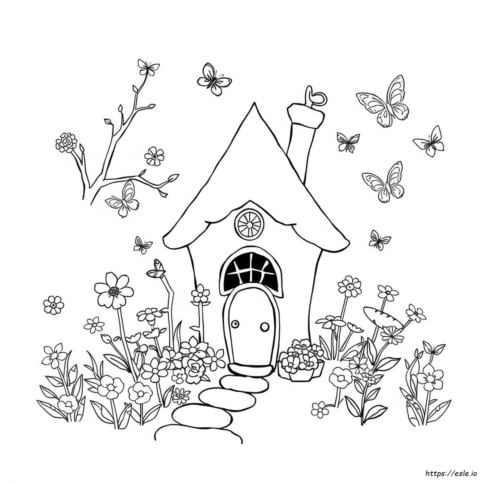Casa De Hadas Para Colorear