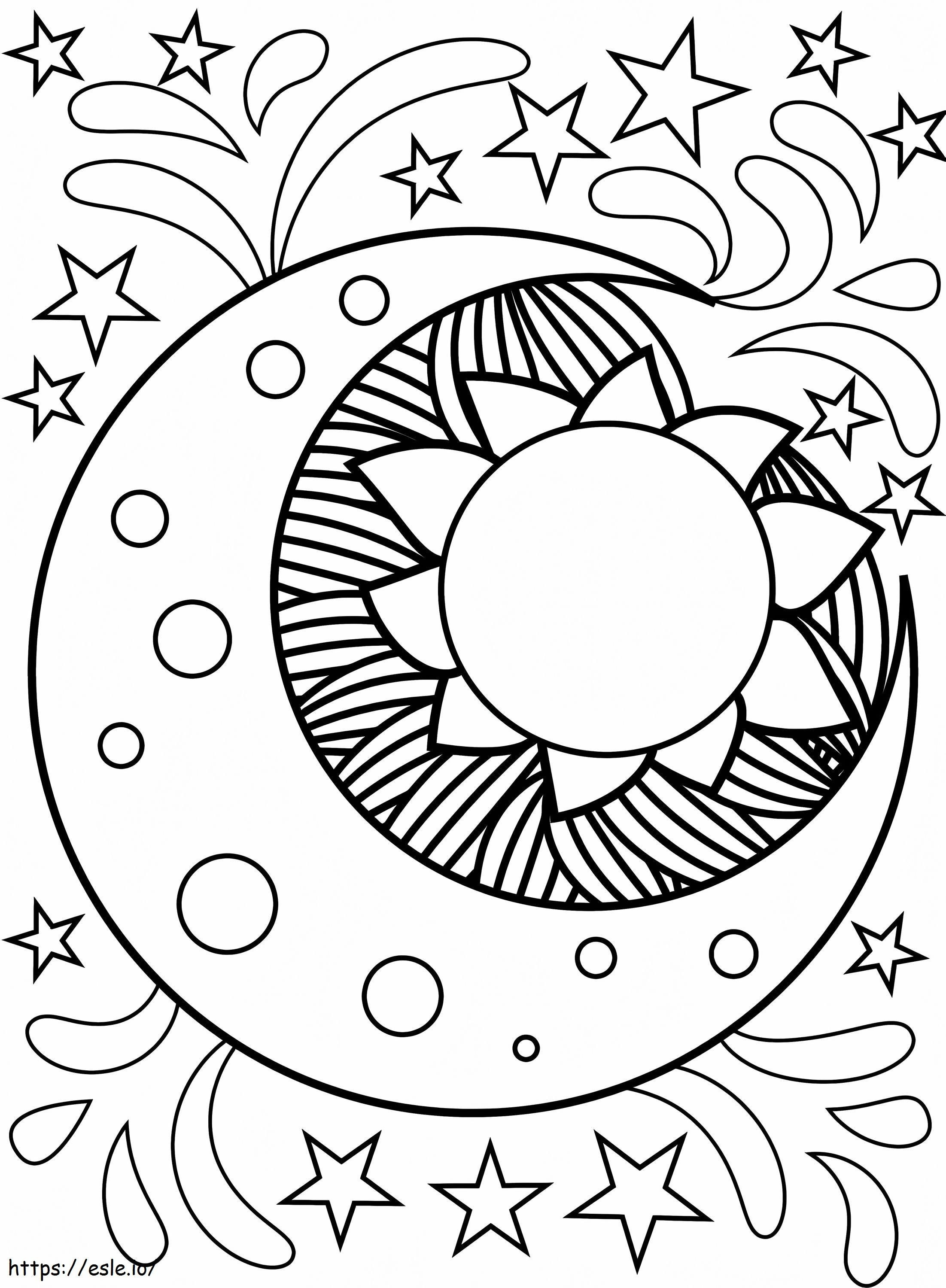 Printable Sun And Moon coloring page