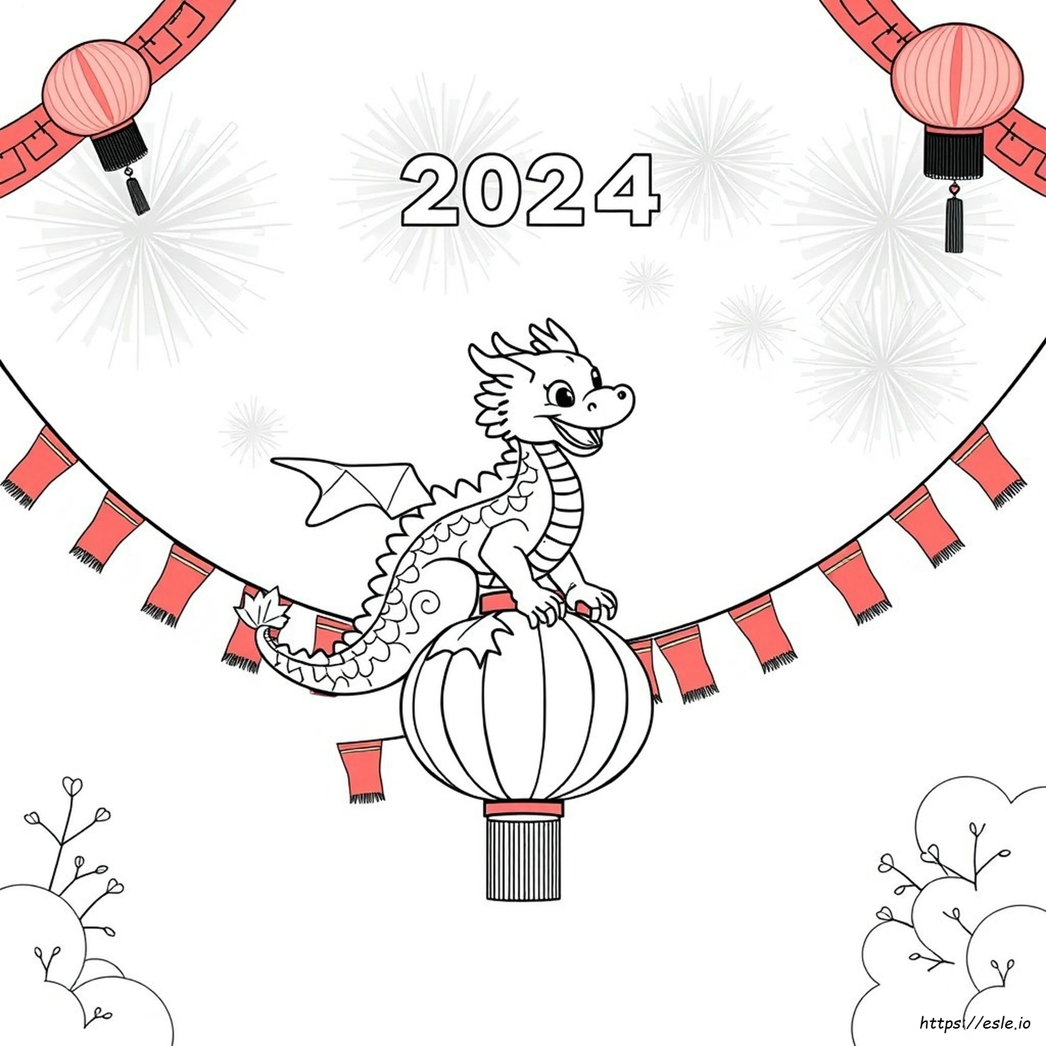 Year Of The Dragon 2024 Coloring Page