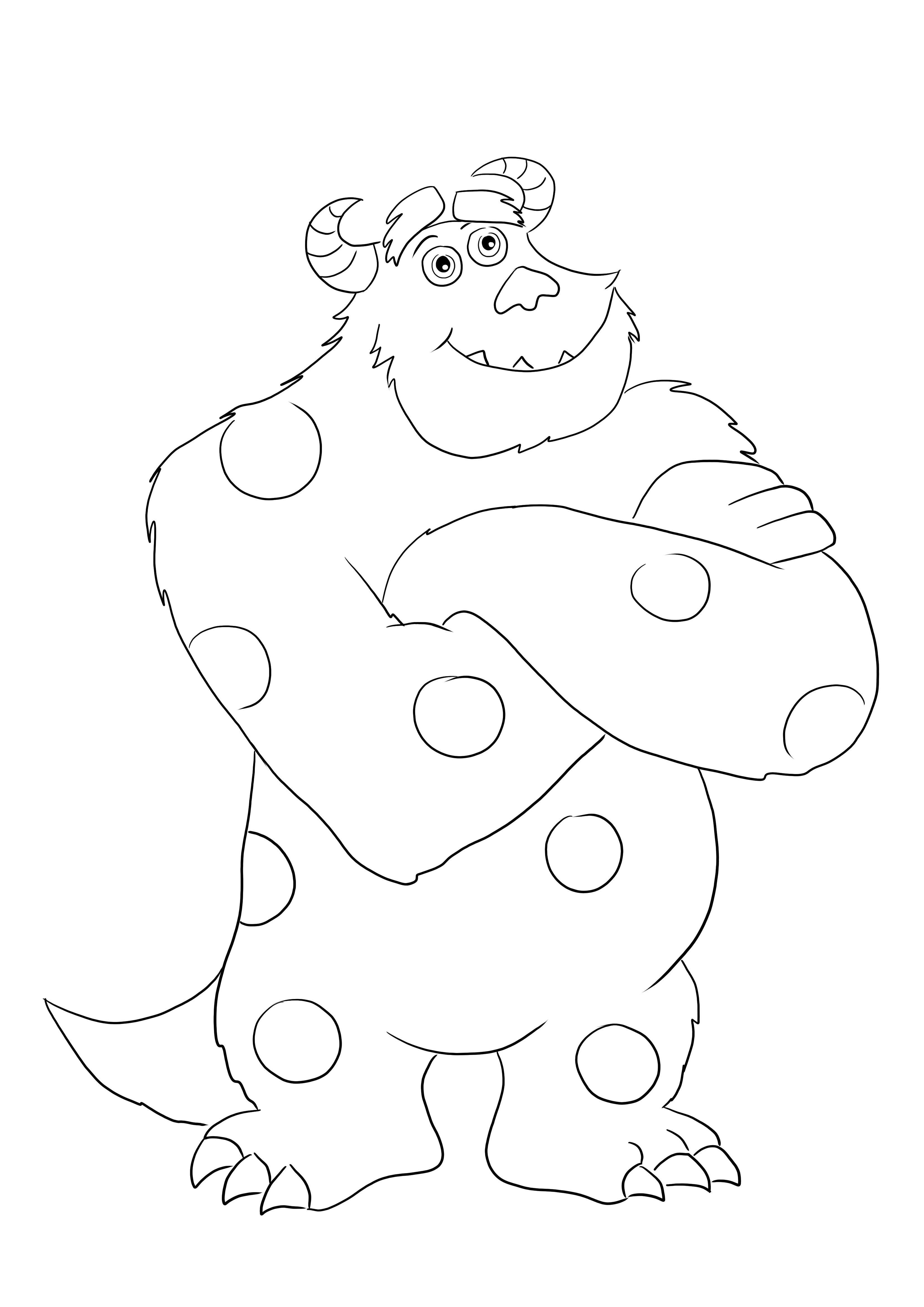 Sulley toy is ready to be printed for free and colored by kids with fun