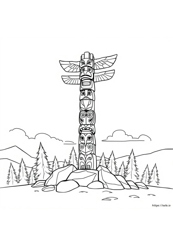 Gambar Mewarnai Tiang Totem