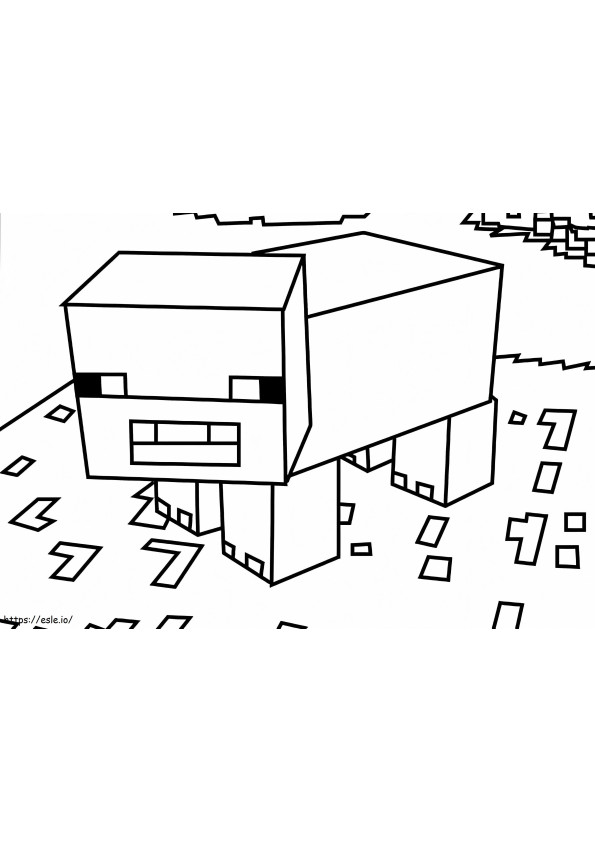 Coloriage Cochon Minecraft à imprimer dessin