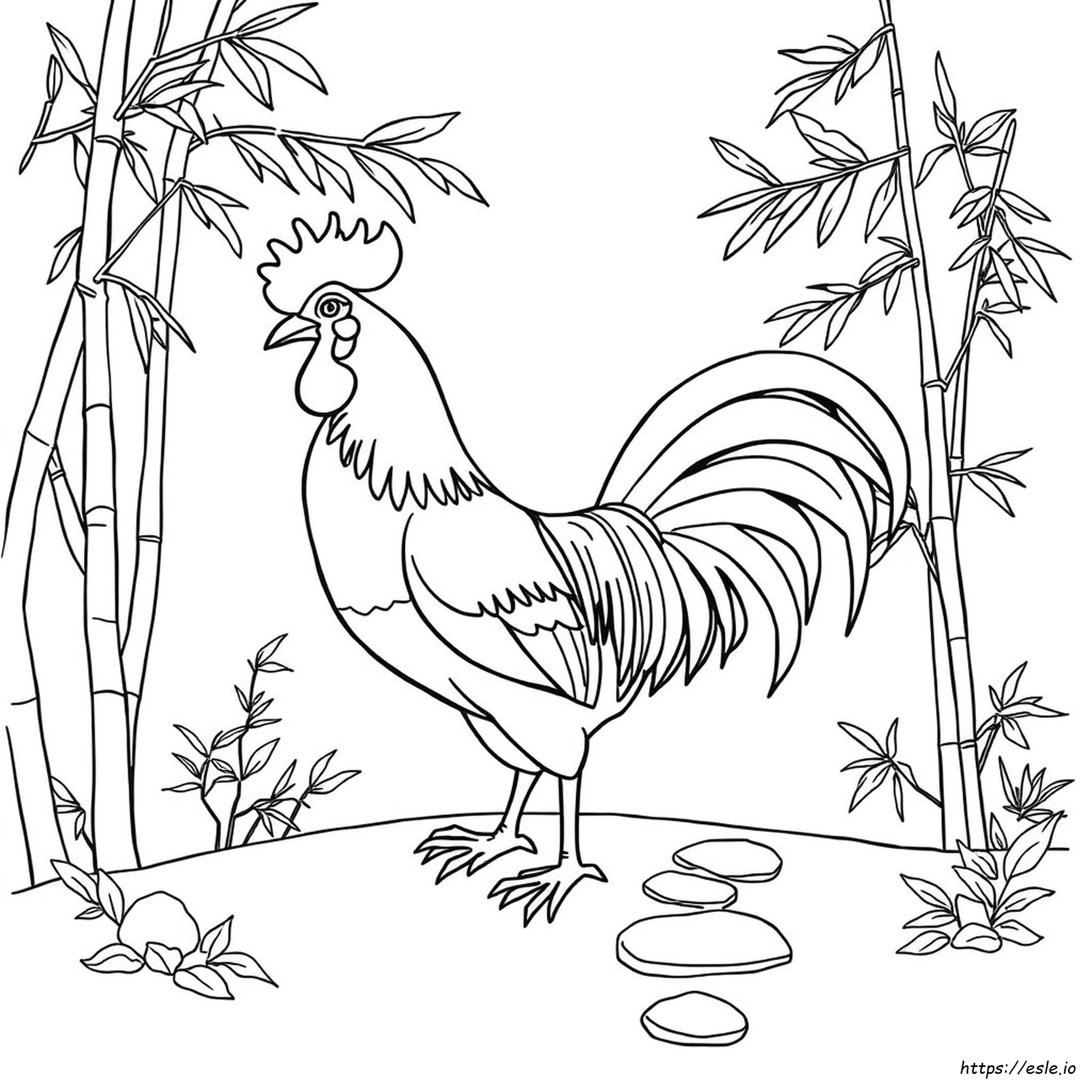 Chinese Rooster Coloring Page