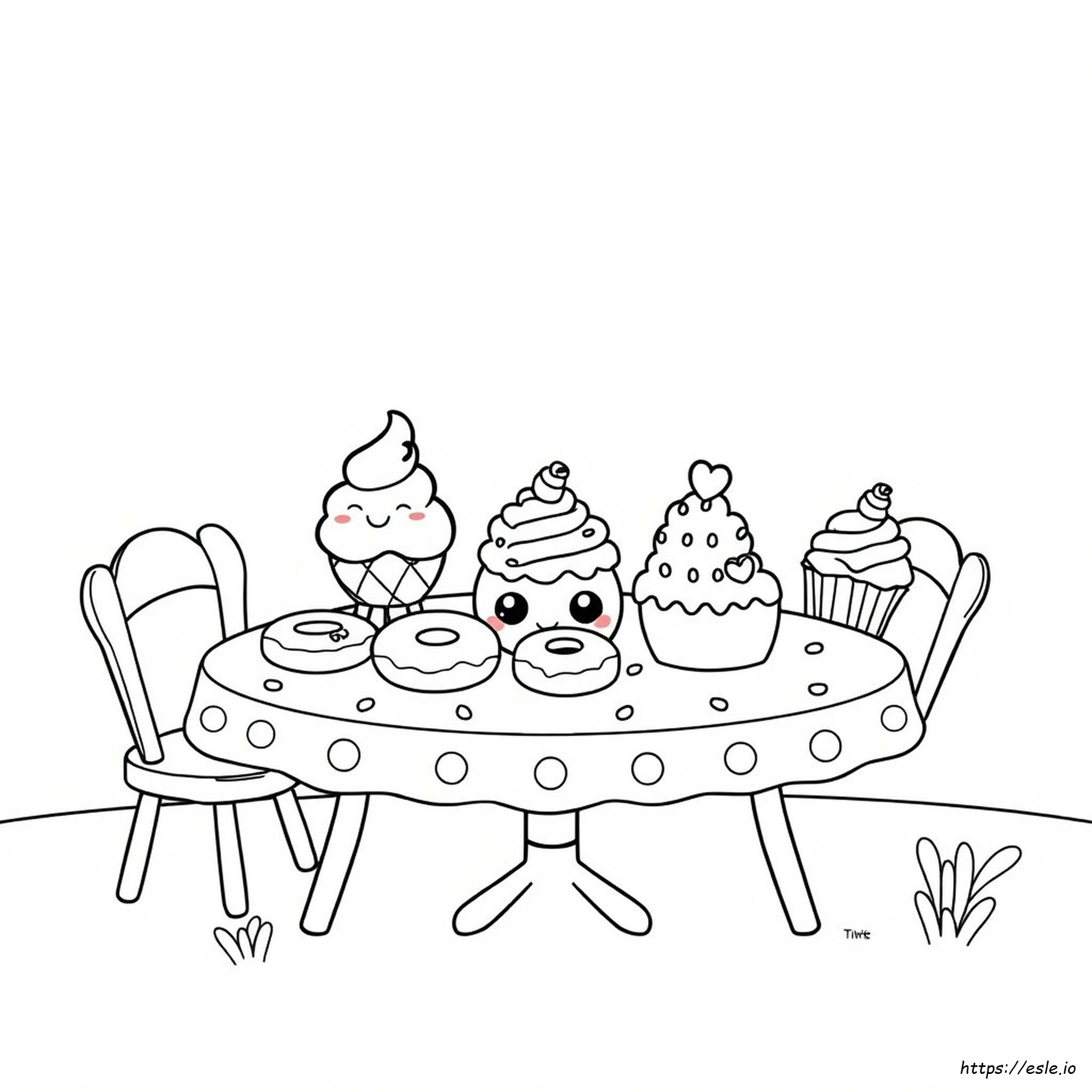 Printable Simple Kawaii Food Coloring Pages