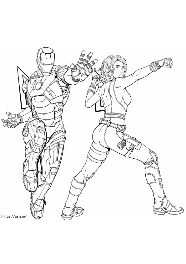 Black Widow And Man Of Steel coloring page