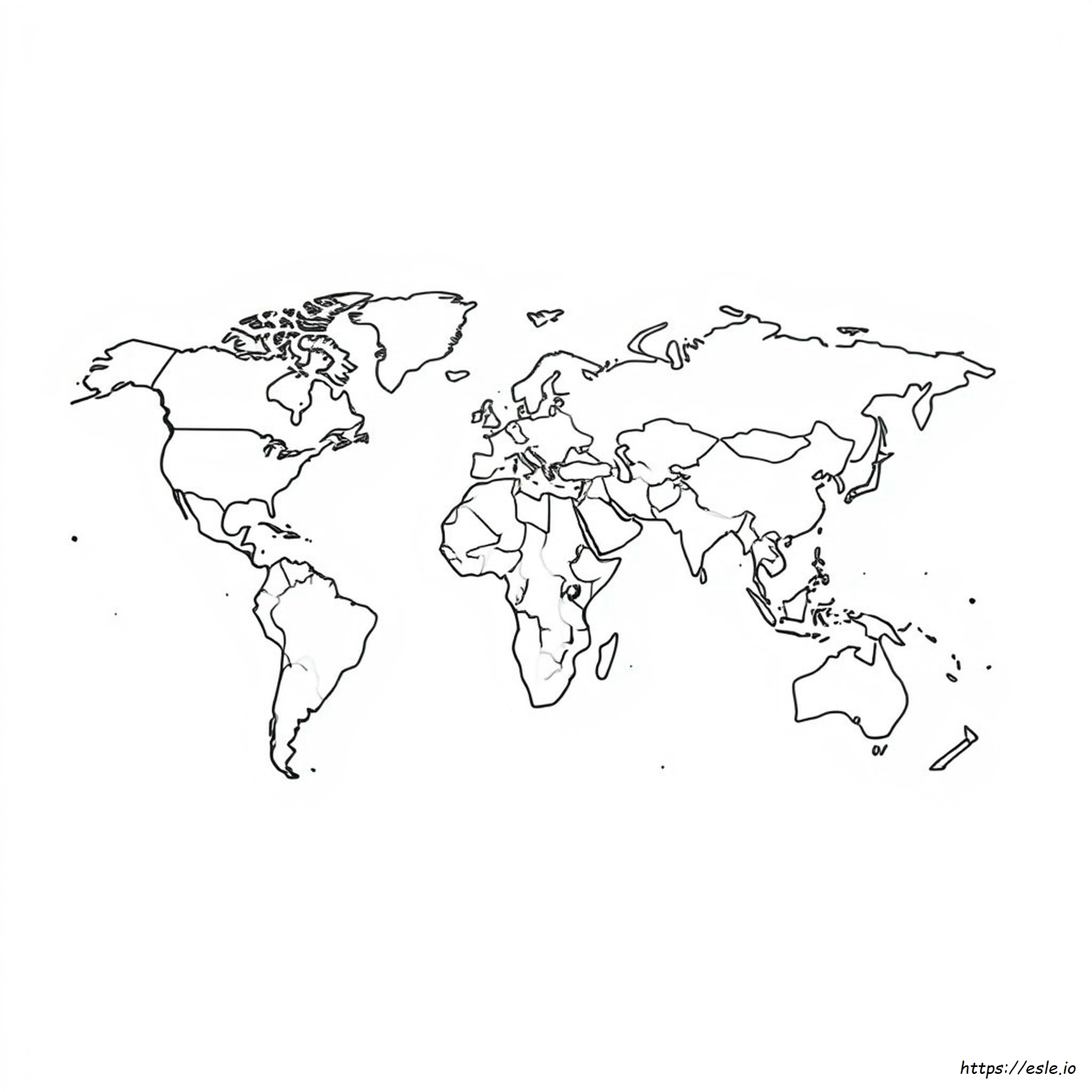 Continents Colouring Page