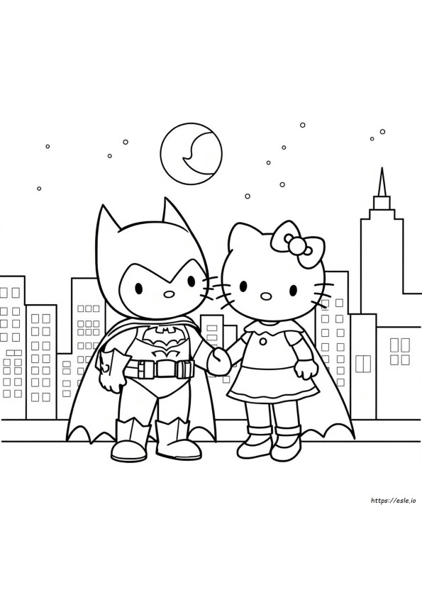 Coloriage Batman Hello Kitty