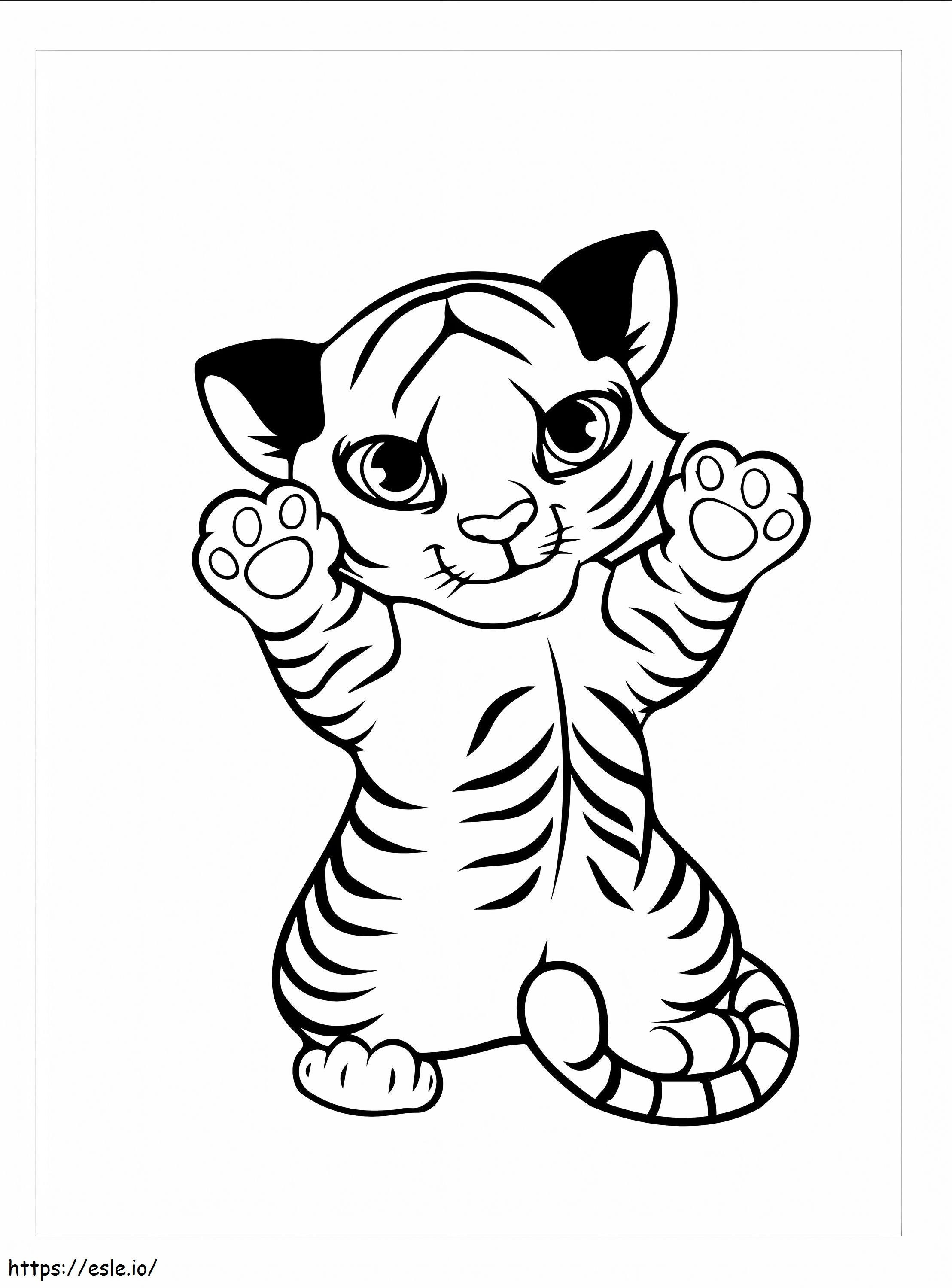 Coloriage Bébé tigre heureux à imprimer dessin