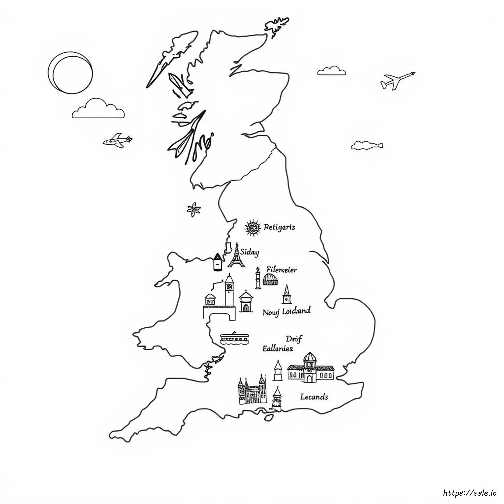 Map Of England Coloring Page