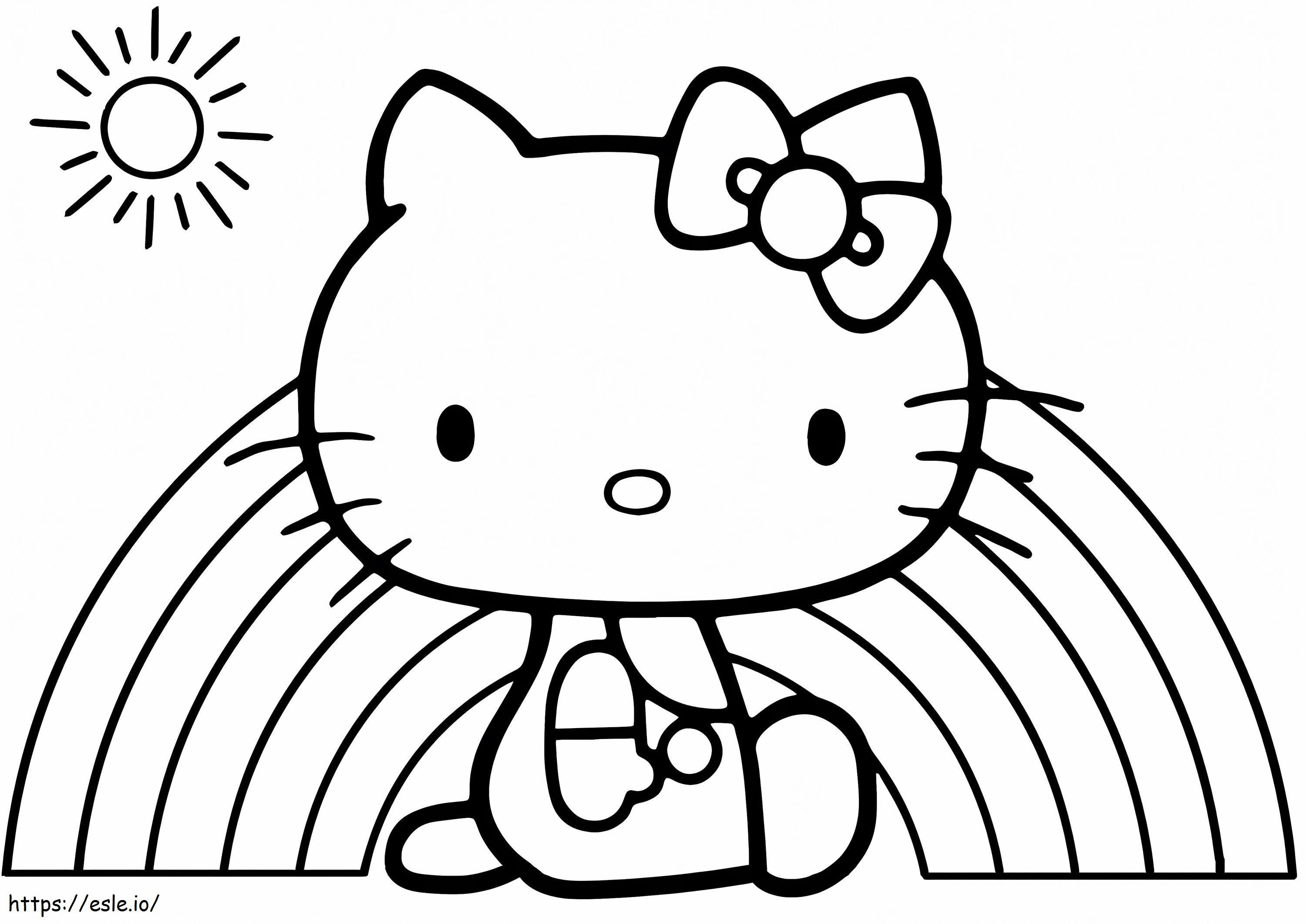 Hello Kitty Pelangi Gambar Mewarnai