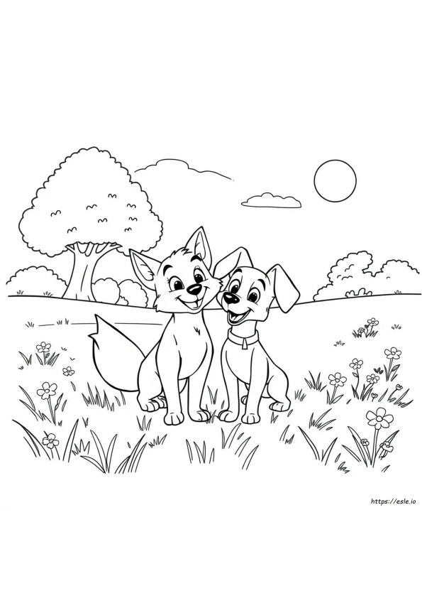 Desene De Colorat Cu Vulpea Și Câinele De La Disney