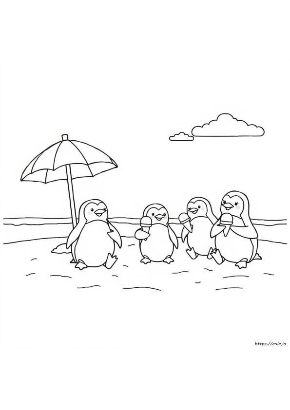 Summer Penguin Coloring Pages
