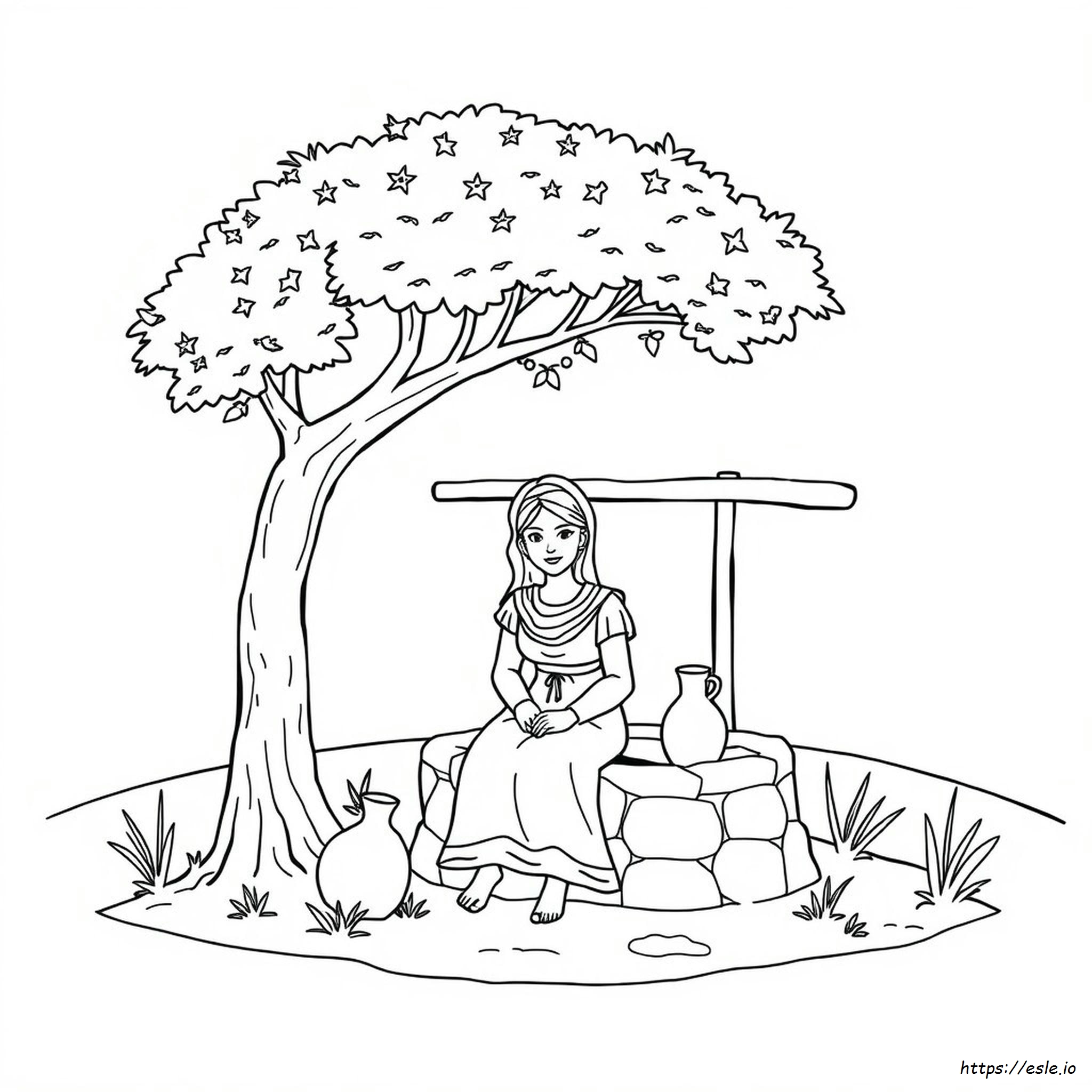 Printable Woman At The Well Coloring Page