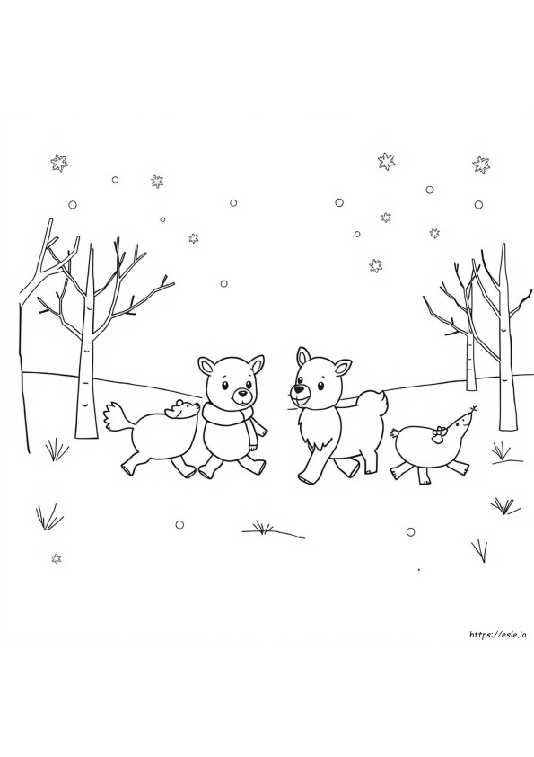 Winter Animals Coloring Sheets