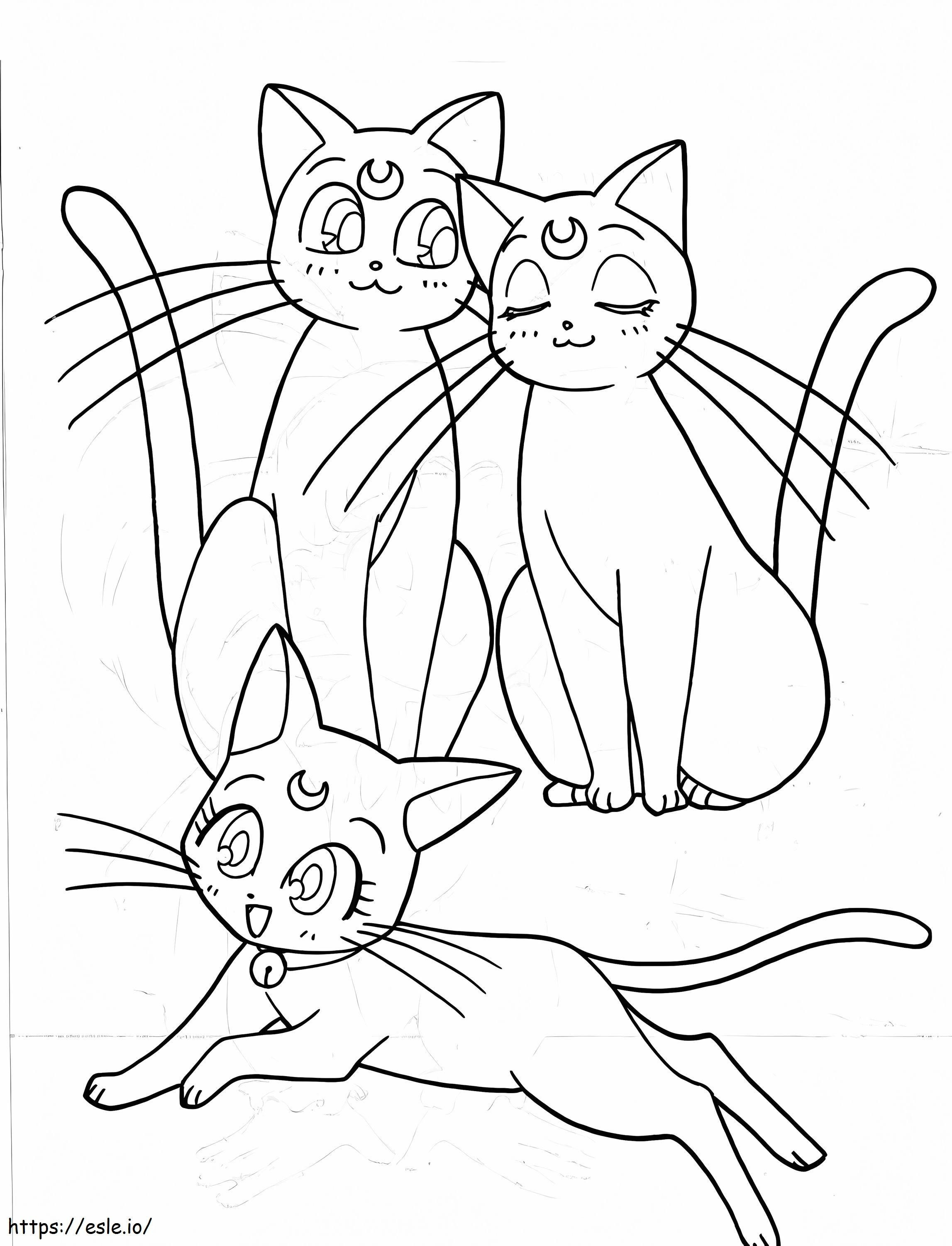 I gatti di Sailor Moon da colorare
