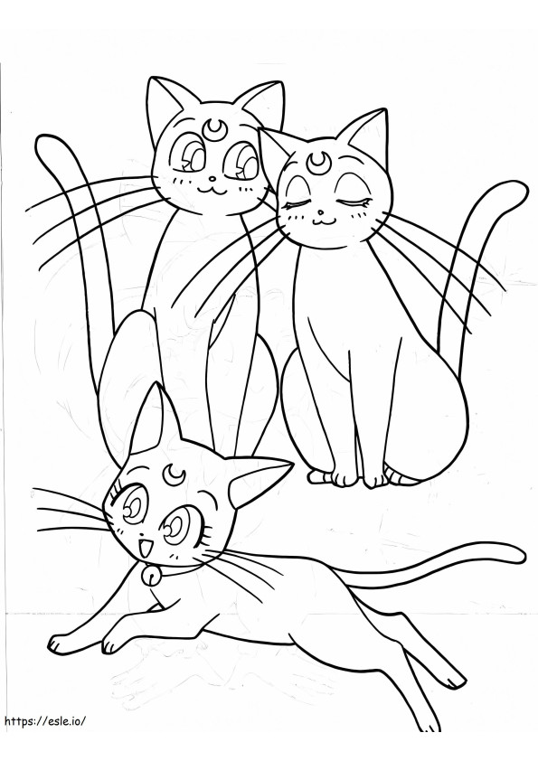 Katten van Sailor Moon kleurplaat