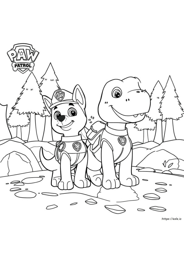 Paw Patrol Dino Kurtarma Rex Boyama Sayfaları