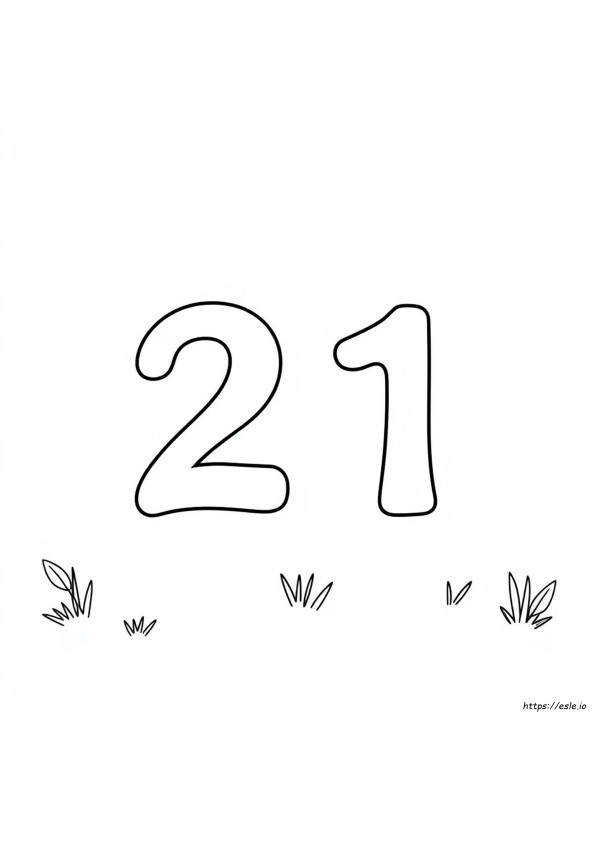 Tulostettava Numero 21 Värityskuva