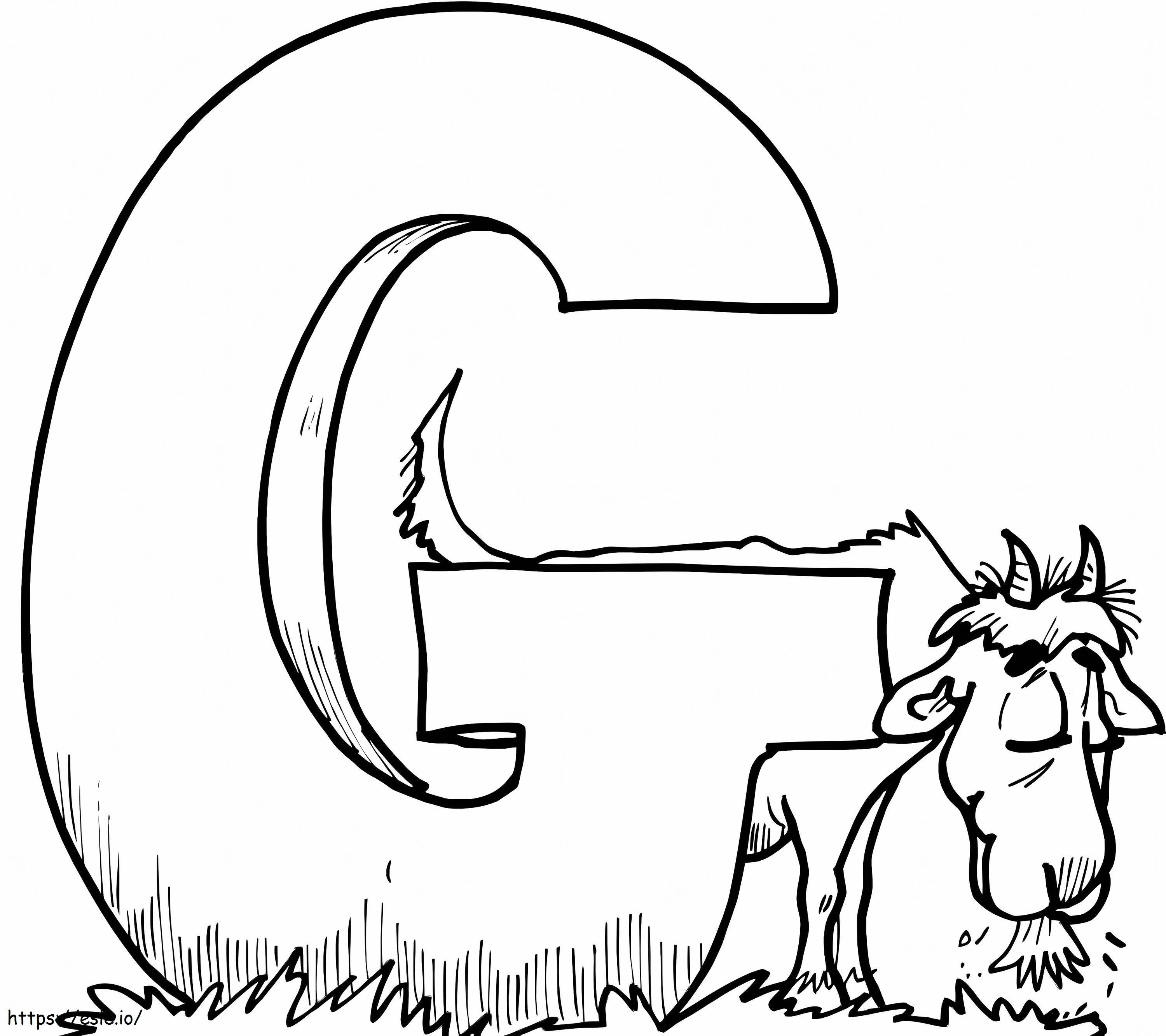 Cabra comiendo letra G para colorear