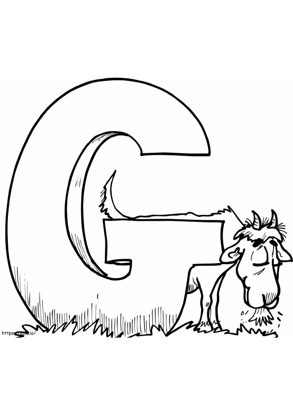 Goat Eating Letter G coloring page