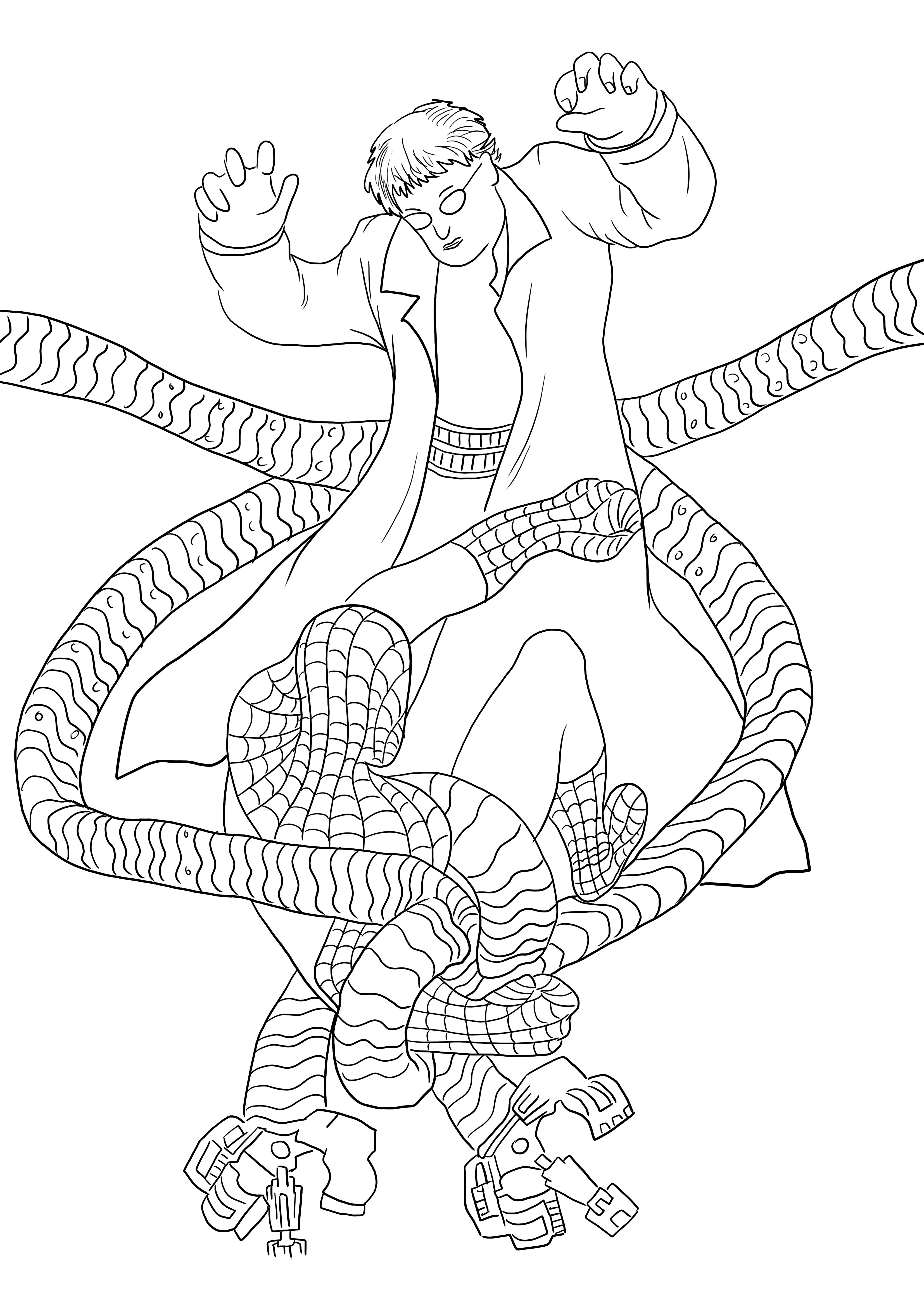Free to print Encounter of Spiderman coloring page to easy color for kids