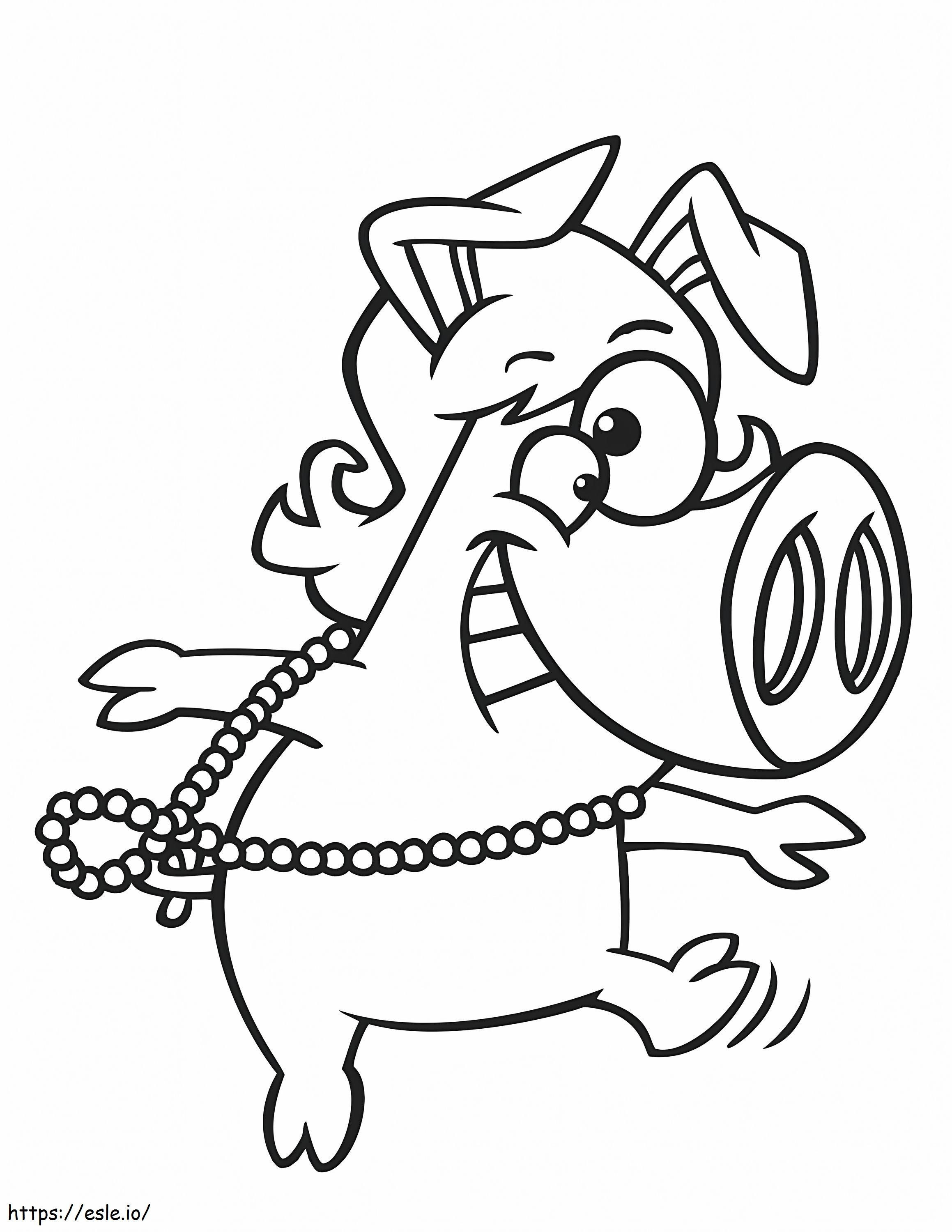 Coloriage Cochon drôle avec collier à imprimer dessin