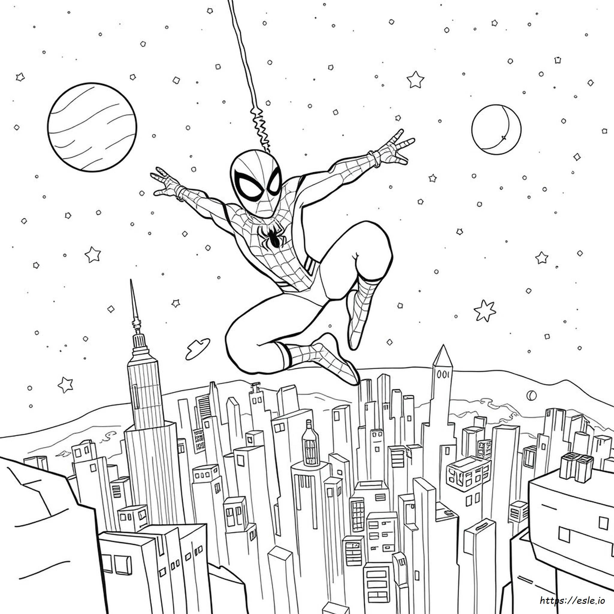 Spiderman Coloring Page In Space