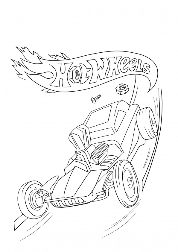Eenvoudig inkleuren van de Hot Wheels-pagina voor kinderen om meer te weten te komen over auto's en het merk Hot Wheels
