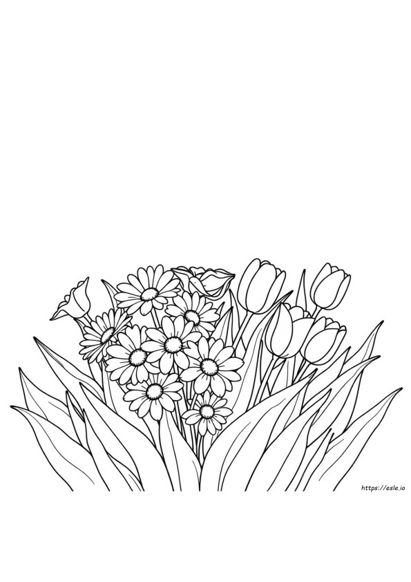Easy Spring Flowers Coloring Pages