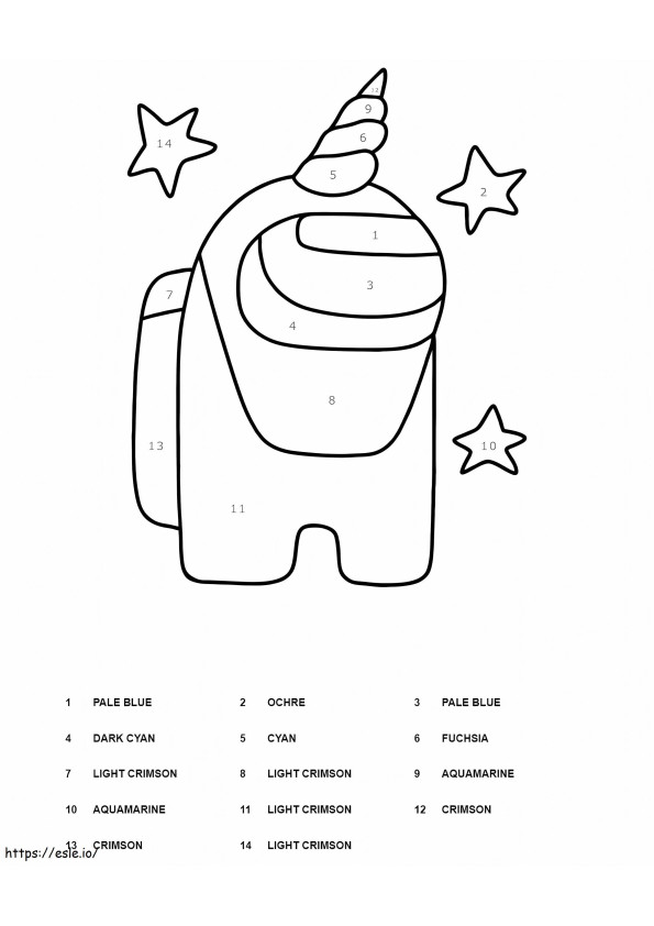 Print Among Us Color By Number coloring page