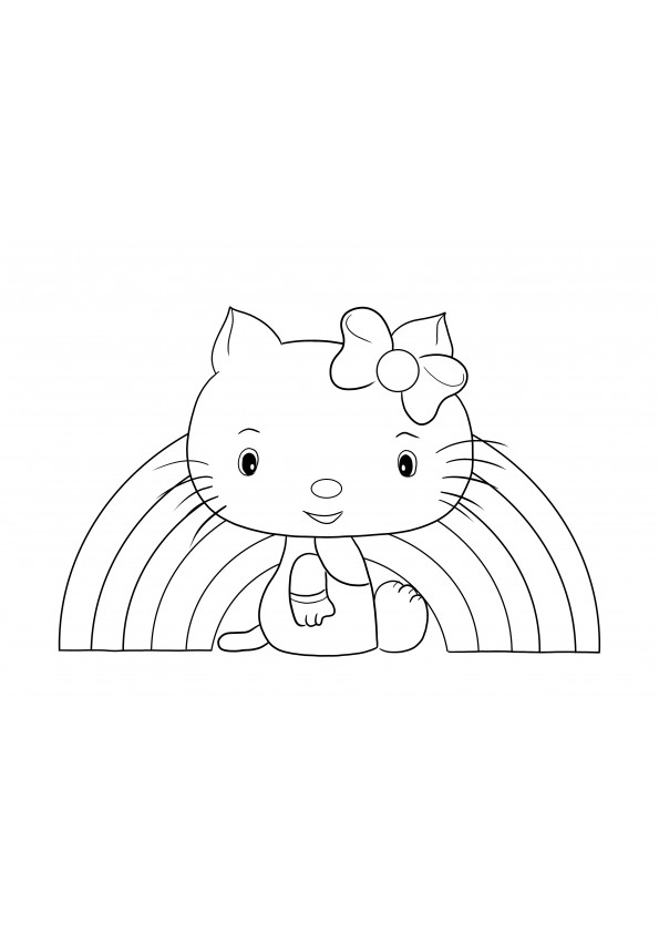 Coloriage Hello Kitty Rainbow gratuit à télécharger et à imprimer