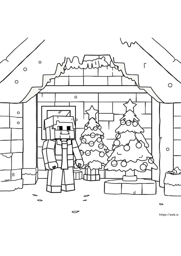 Minecraft Kerst Kleurplaat