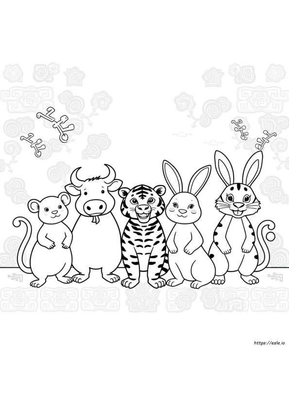 Gambar Mewarnai Zodiak Cina Gratis