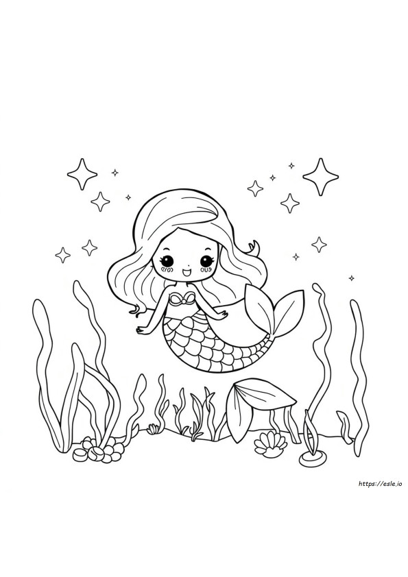 Kawaii Putri Duyung Lucu Gambar Mewarnai