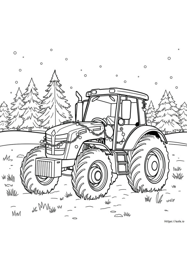 Traktor Świąteczny Kolorowanka
