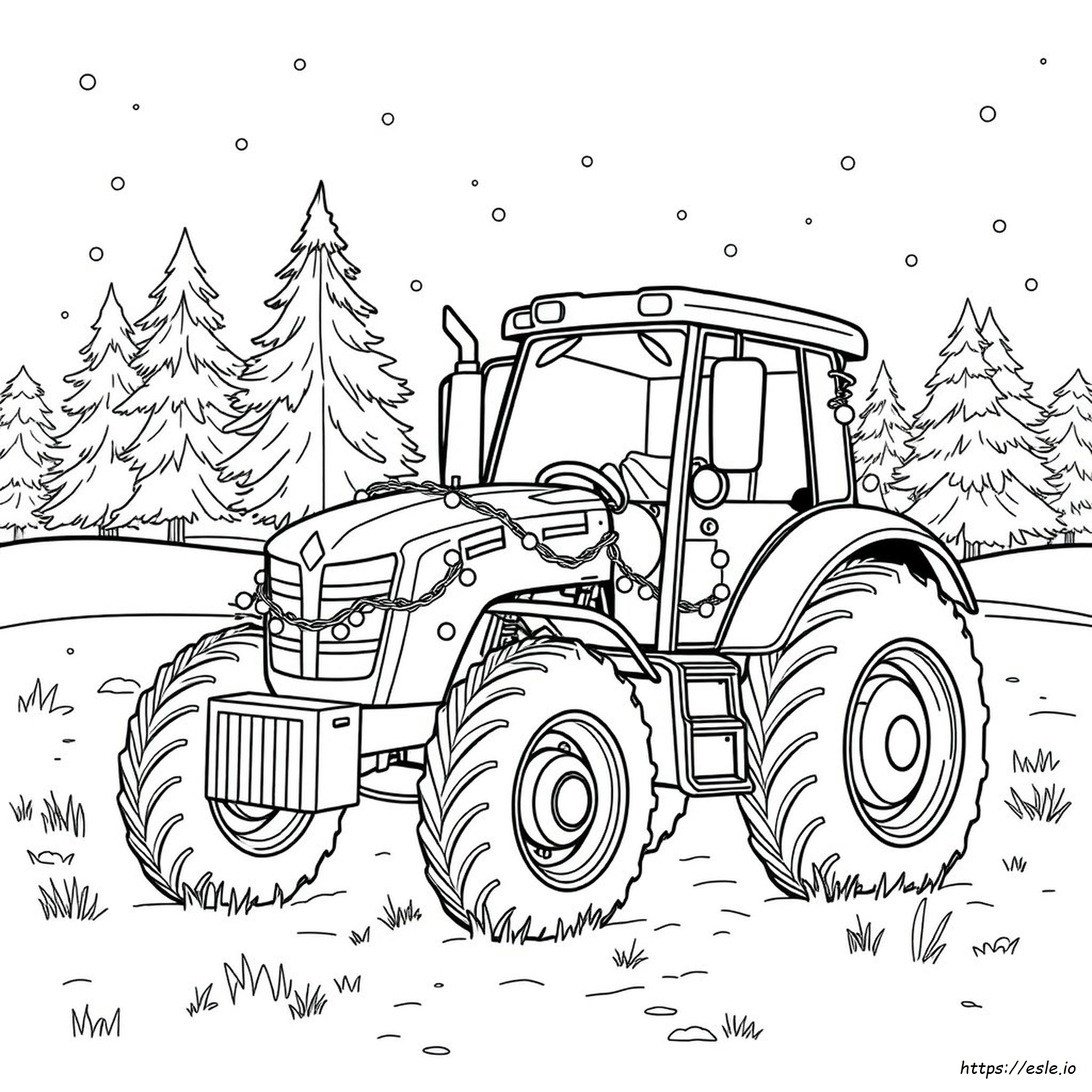 Christmas Tractor Colouring