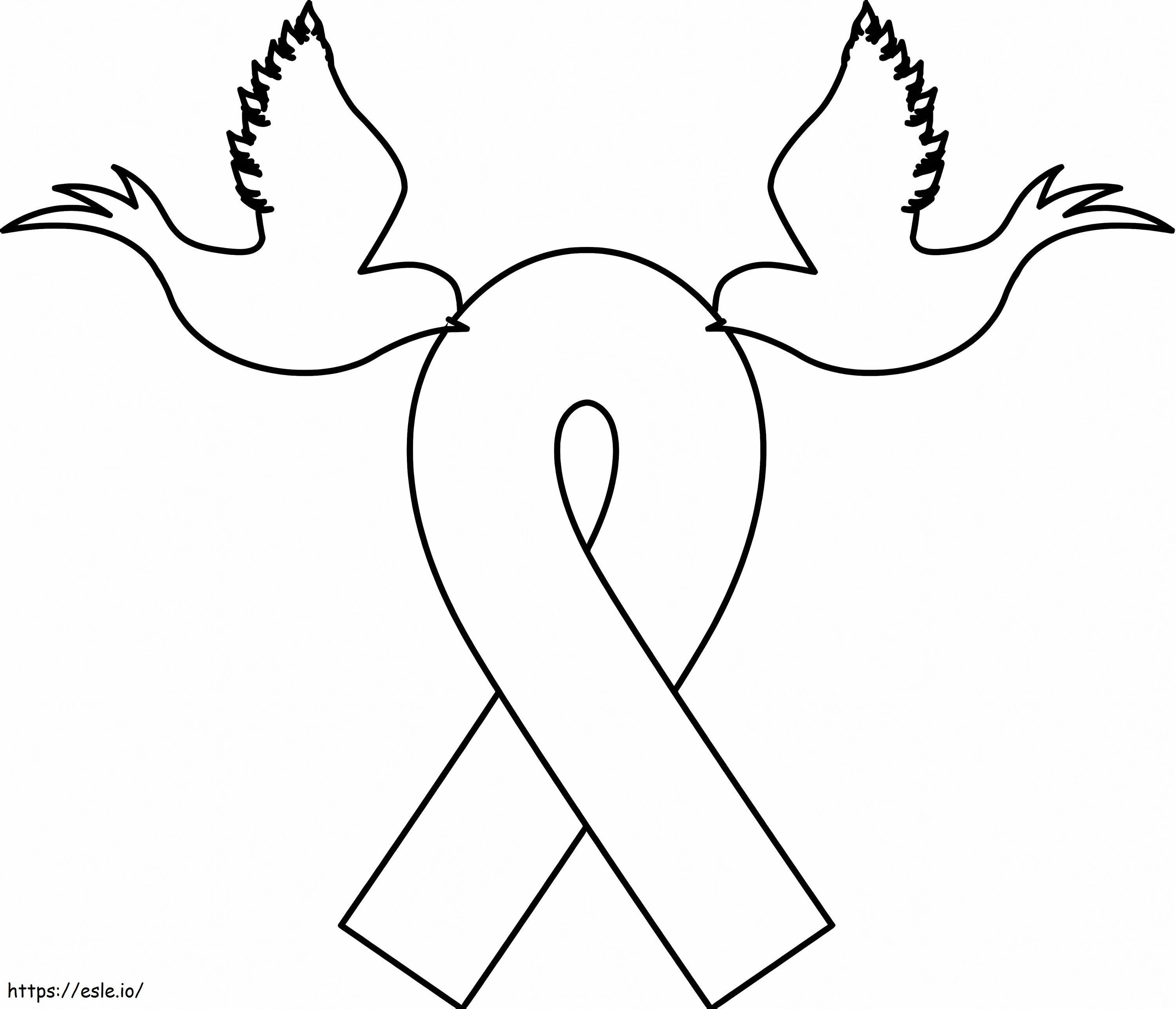 Emblema del nastro del cancro al seno da colorare