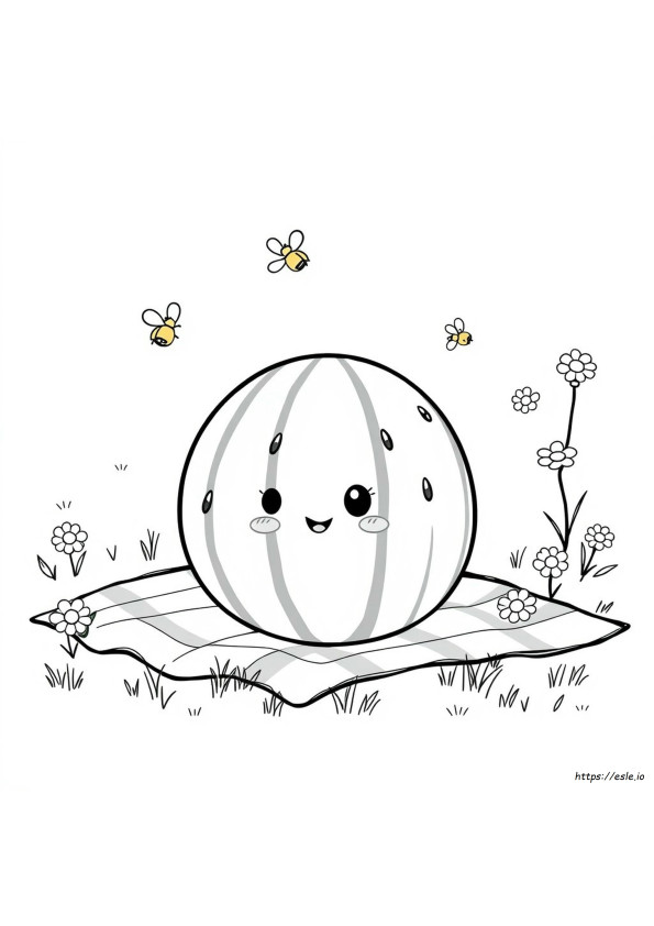 Kawaii Cute Watermelon Coloring Pages