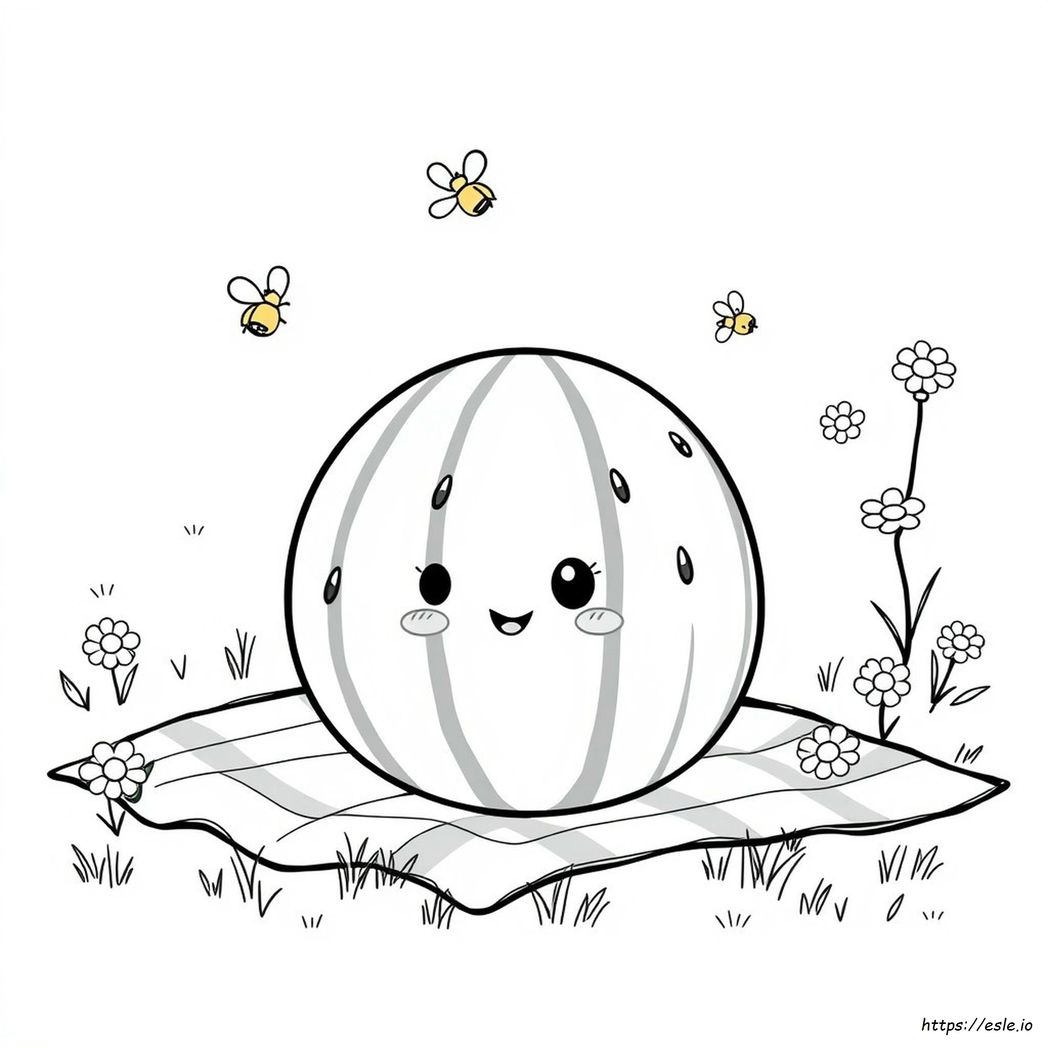 Kawaii Cute Watermelon Coloring Pages