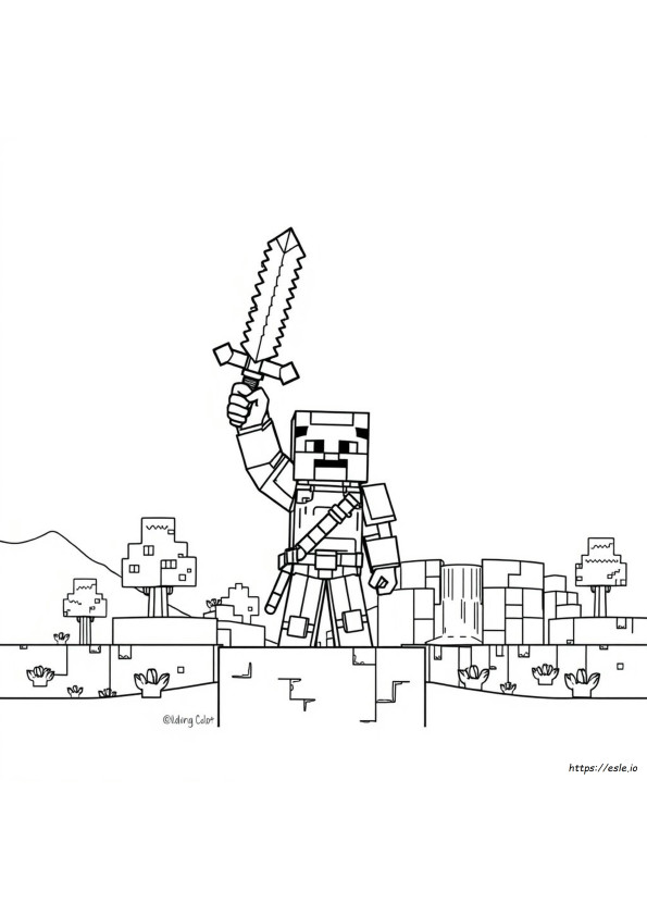 Minecraft Sword Colouring