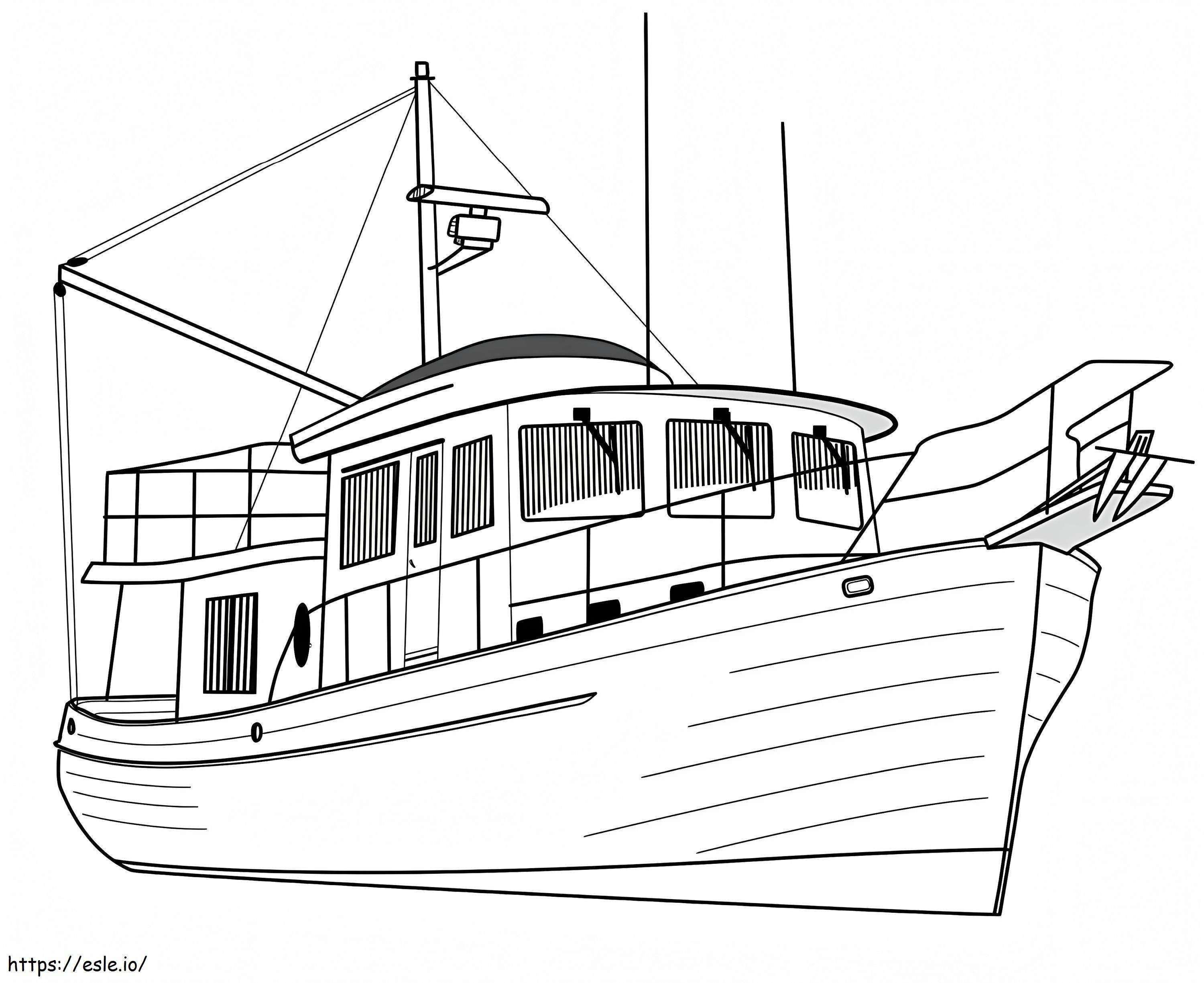 Luxury Trawler Yacht A4 coloring page