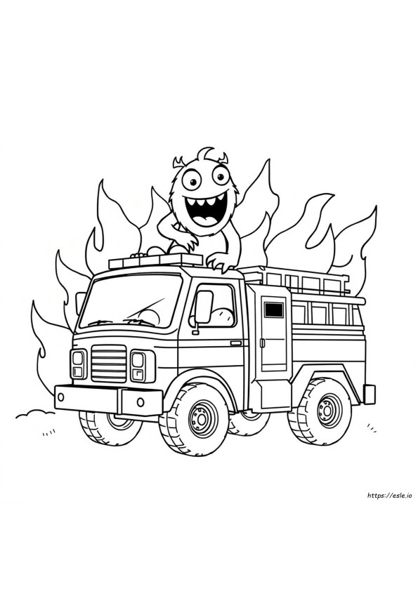 Truk Pemadam Monster Gambar Mewarnai
