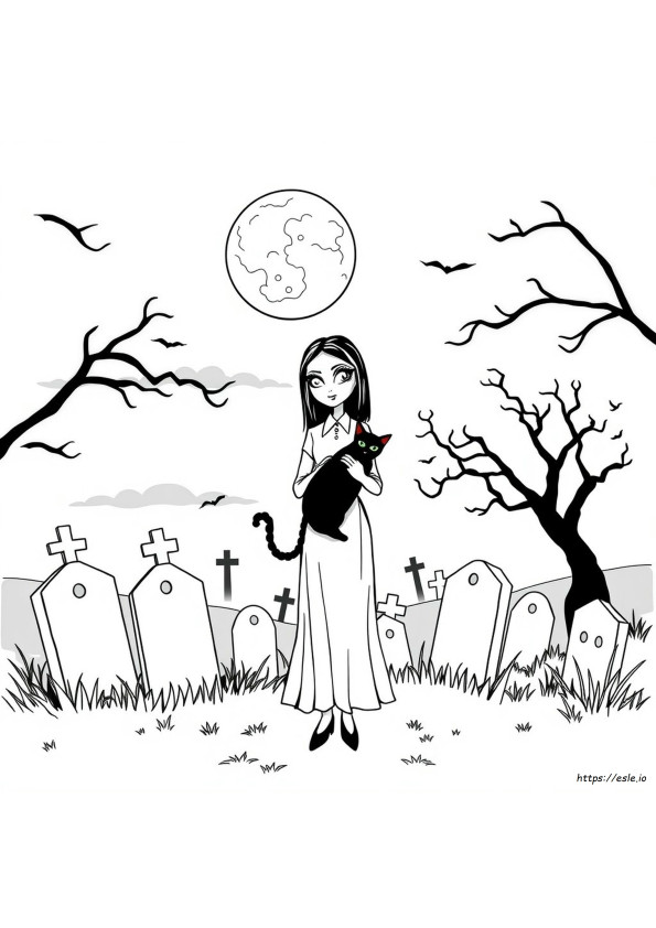 Gambar Mewarnai Wednesday Addams