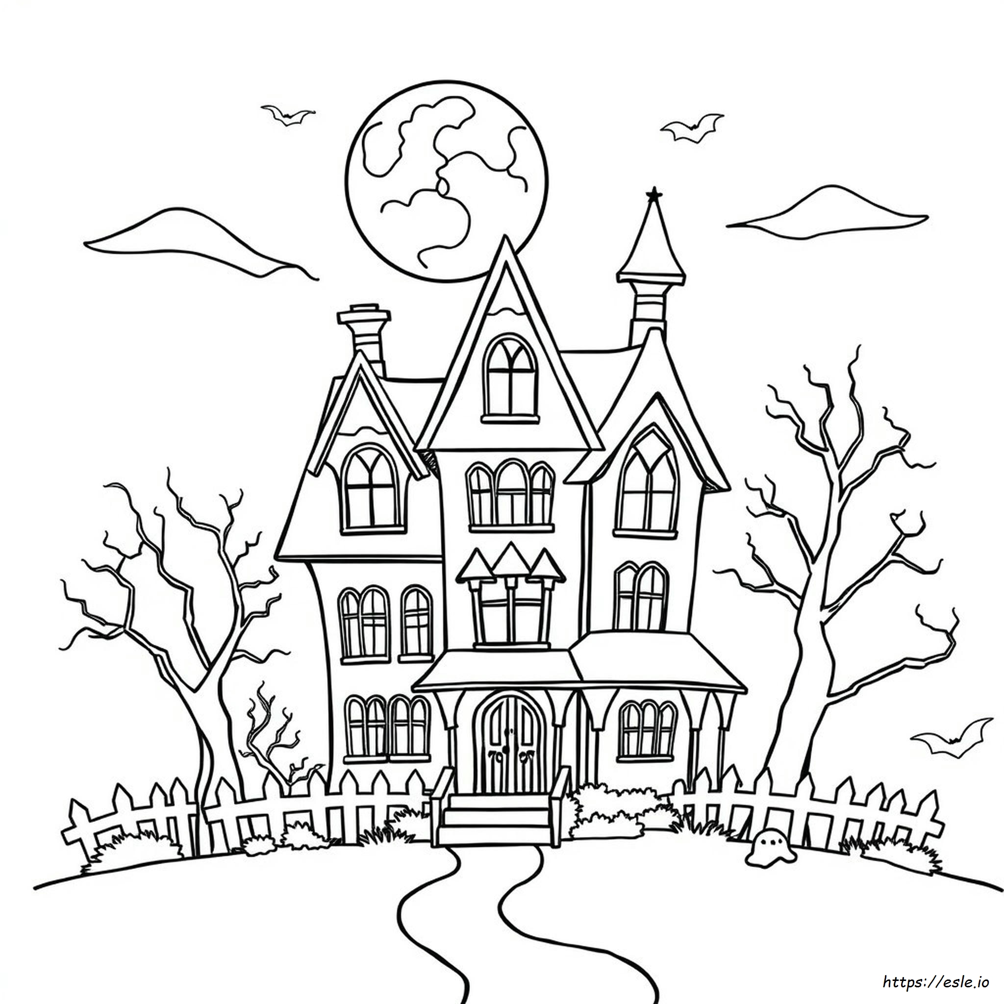 Gambar Mewarnai Rumah Hantu Gratis Dapat Dicetak