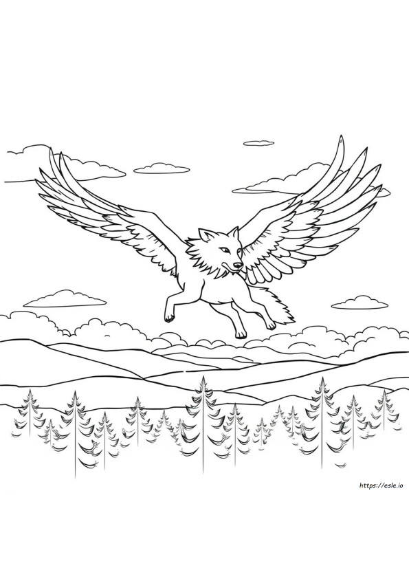 Coloring Pages Of Wolves With Wings