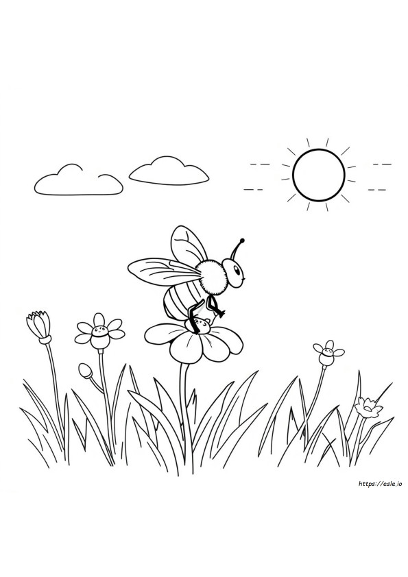 Página Sencilla De Abeja Para Colorear