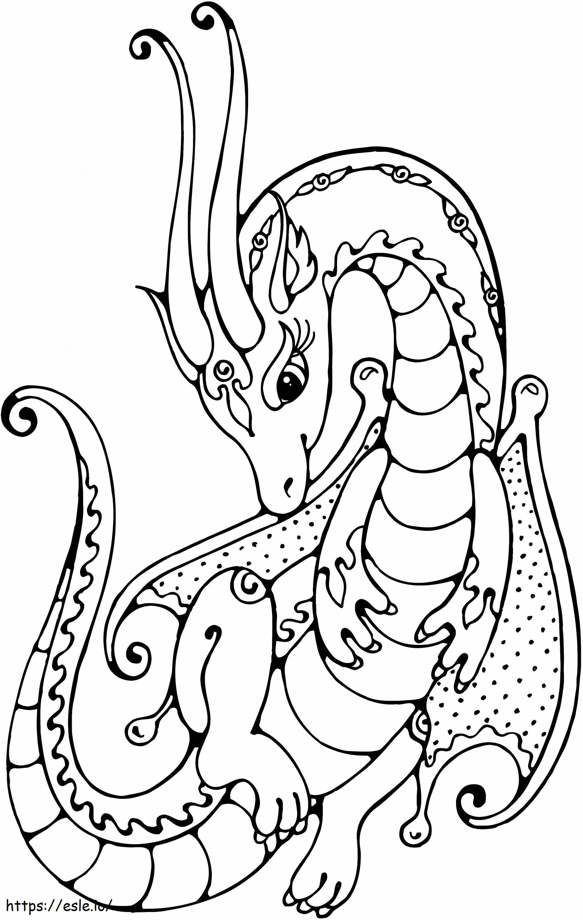 Coloriage Beau dragon chinois à imprimer dessin